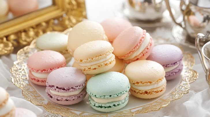 Tower of colourful macarons